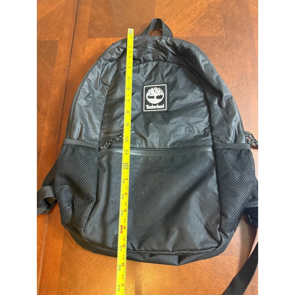 Timberland Black Nylon Backpack Daypack School Travel Bag‎ Mesh Pockets